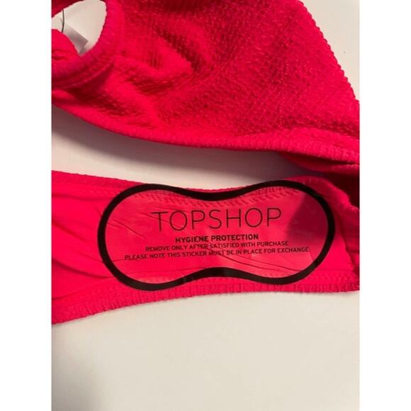 Topshop Crinkle High Tie Bikini Bottom Red Size 4 - Picture 5 of 9